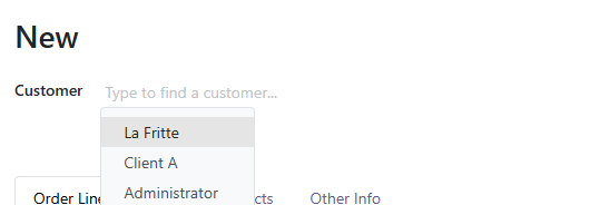 Toncarton et Odoo : sélectionnez votre client dans la partie “Customer”