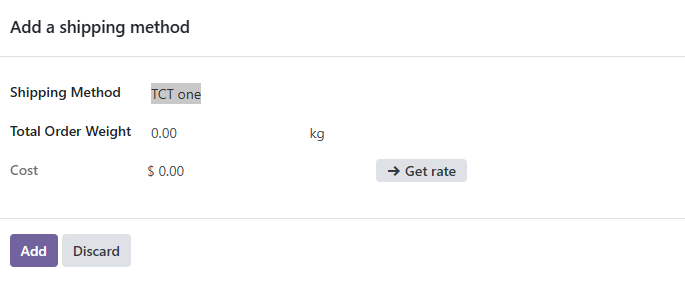 Toncarton et Odoo : sélectionnez “TCT One” en tant que méthode d'expédition