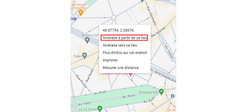 toncarton : sélectionner un point de départ sur la carte Google Maps