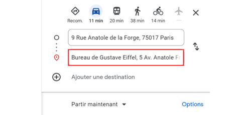 toncarton : ajouter les adresses de destination sur Google Maps
