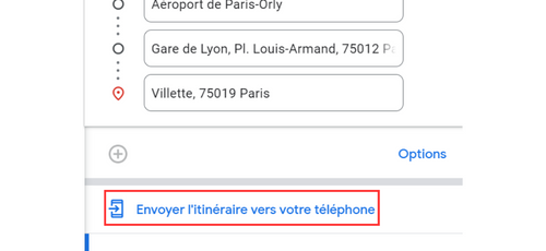 toncarton : partager un itinéraire Google Maps par téléphone ou par mail