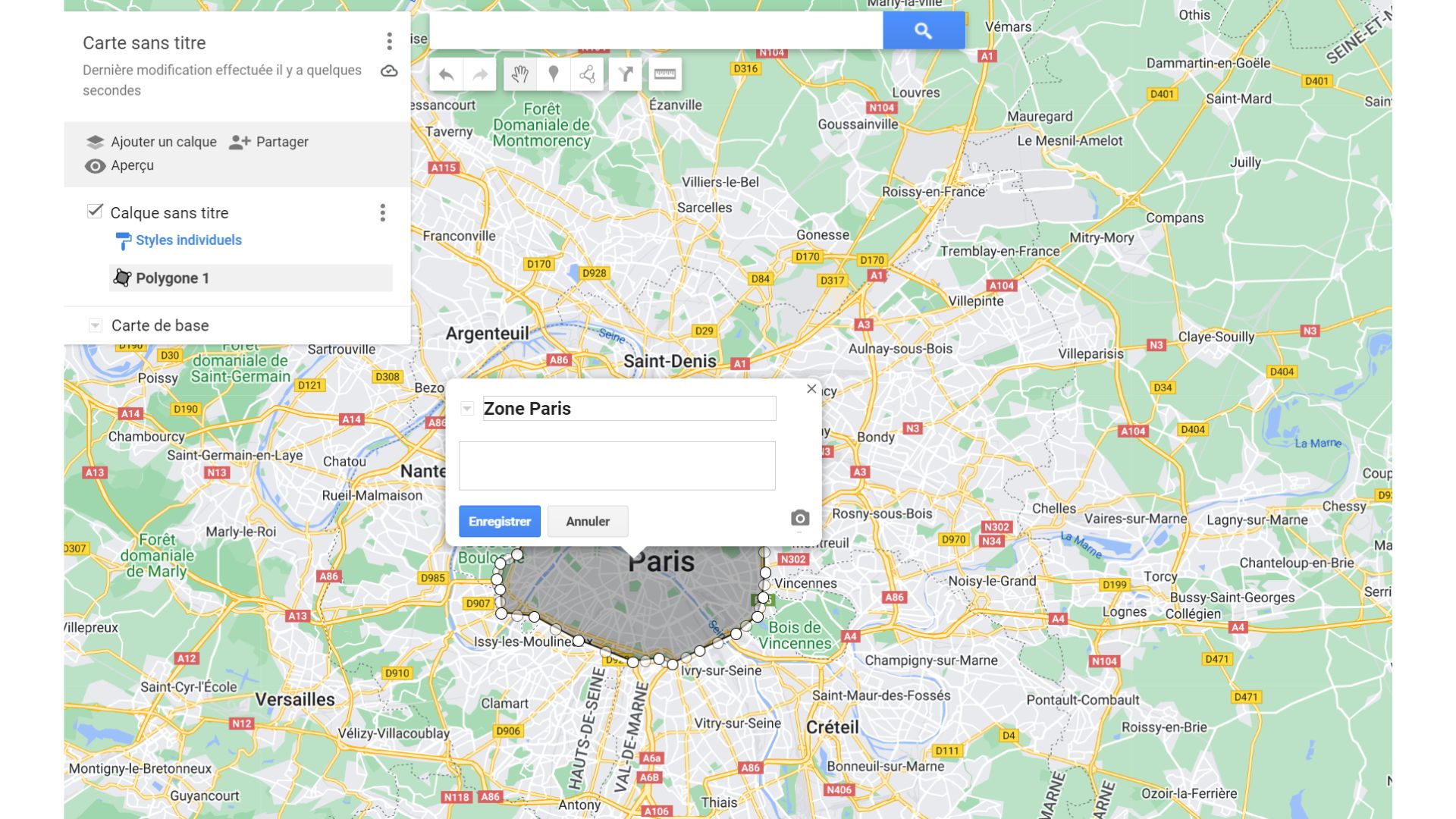 toncarton : nommer une zone sur google mymaps